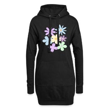Blumen - Hoodie-Kleid - Schwarz - Vorne