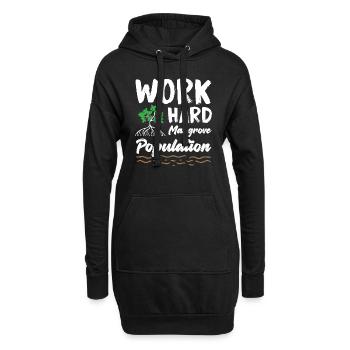 Work Hard Mangrove Population Activist - Hoodie-Kleid - Schwarz - Vorne