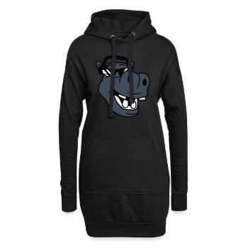 Lachendes Nilpferd Comic Gesicht Party Club Musik - Hoodie-Kleid - Schwarz - Vorne