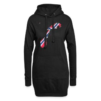 Norwegen Flagge in der Norwegen Landkarte - Hoodie-Kleid - Schwarz - Vorne