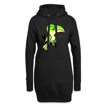 papagei - Hoodie-Kleid - Schwarz - Vorne
