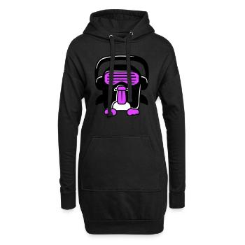 Party DJ Pinguin Kopfhörer Sonnenbrille Frech Cool - Hoodie-Kleid - Schwarz - Vorne