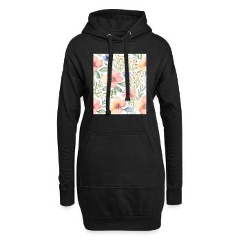 Aquarell Blumen - Hoodie-Kleid - Schwarz - Vorne