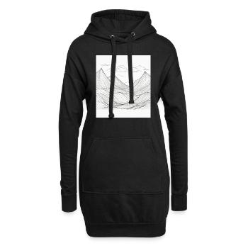 Berglandschaft im Linienstil - Hoodie-Kleid - Schwarz - Vorne