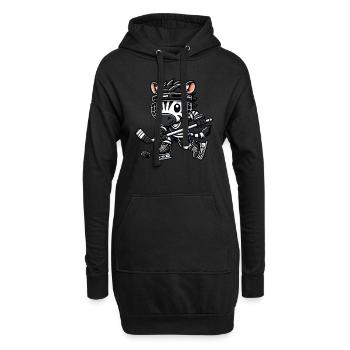Chibi-Zebra Hockeyspieler Eishockey - Hoodie-Kleid - Schwarz - Vorne