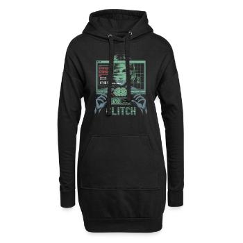 Error Glitch - T-shirt graphique futuriste - Sweat-shirt à capuche long Femme - noir - Devant