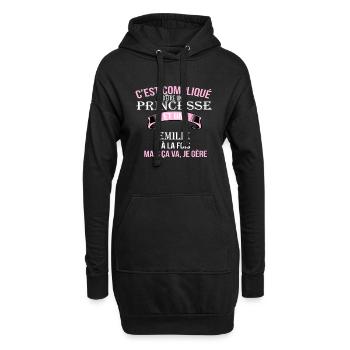 Emilie - Sweat-shirt à capuche long Femme - noir - Devant