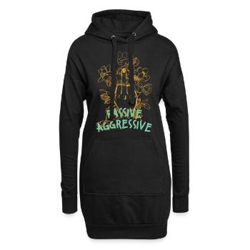 Passive aggressive Blumengrafik - Hoodie-Kleid - Schwarz - Vorne