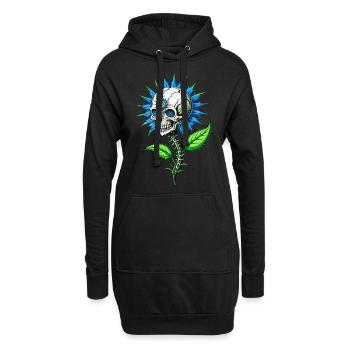 Cornflower Skull // Totenkopf Kornblume FS0149 - Hoodie-Kleid - Schwarz - Vorne