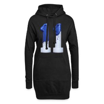 NON. 11 NUMÉRO 11 BLEU BLANC 11E ANNIVERSAIRE - Sweat-shirt à capuche long Femme - noir - Devant