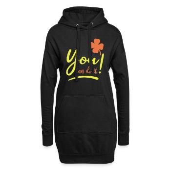 You can do it! - Glücksbringer - Mut machen - Hoodie-Kleid - Schwarz - Vorne