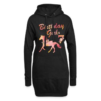 Horse Lover 7th Birthday For Girls Love Horses 7 - Hoodie Dress - black - Front