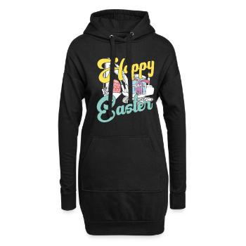 Lapin Joyeux jour de Pâques Chasse printanière Oeufs Lapin - Sweat-shirt à capuche long Femme - noir - Devant