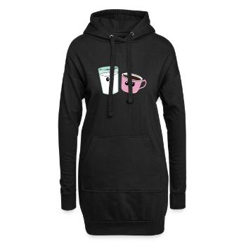 lait café bonjour boulanger heureux - Sweat-shirt à capuche long Femme - noir - Devant