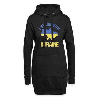 Unterstütze die Ukraine mit I STAND WITH UKRAINE - Hoodie-Kleid - Schwarz - Vorne