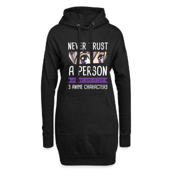 Anime vêtements Waifu Manga Otaku cadeau - Sweat-shirt à capuche long Femme - noir - Devant