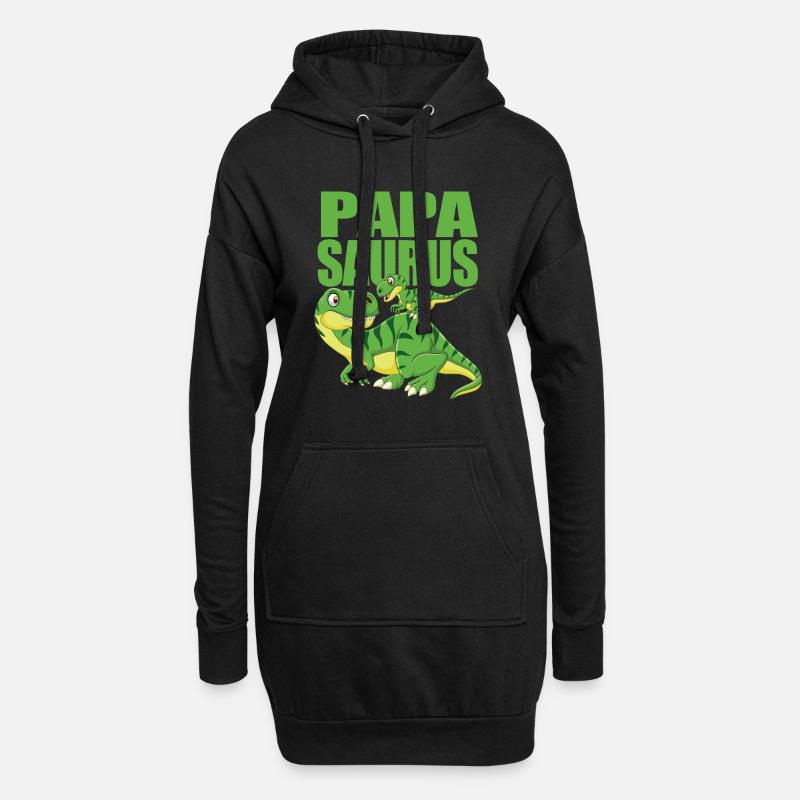 Papa Dinosaurier - Papasaurus - Hoodie-Kleid - Schwarz