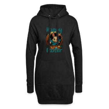 happy Easter Osterhase im Osterkorb Hase Ostern - Hoodie-Kleid - Schwarz - Vorne