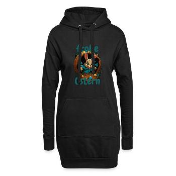frohe Ostern Osterhase im Osterkorb Hase Easter - Hoodie-Kleid - Schwarz - Vorne