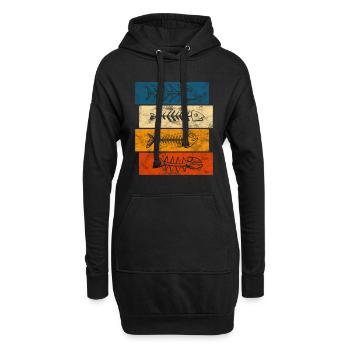 Angeln Angeler Fischen Fischer Fisch Retro - Hoodie-Kleid - Schwarz - Vorne