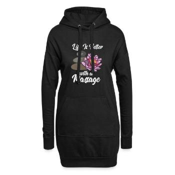 Massagetherapie Das Leben ist besser mit einer Massage - Hoodie-Kleid - Schwarz - Vorne