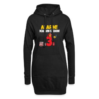 Kindergeburtstag 3 Jährige Feuerwehr Auto - Hoodie-Kleid - Schwarz - Vorne