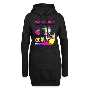 Tata D'Amour Licorne Vintage Années 80 Tatie - Sweat-shirt à capuche long Femme - noir - Devant