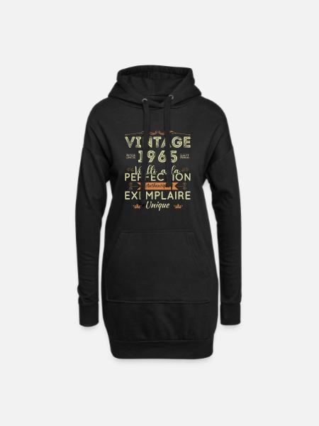 1965 Vintage Retro Cadeau D’anniversaire - Sweat-shirt à capuche long Femme - noir
