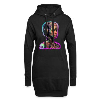 Abstrakte Frau - Hoodie-Kleid - Schwarz - Vorne