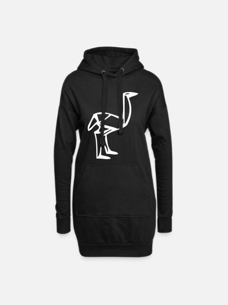 Vogel Strauss - Origami - Hoodie-Kleid - Schwarz