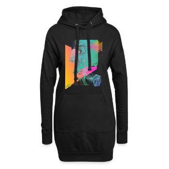 visage abstrait - Sweat-shirt à capuche long Femme - noir - Devant