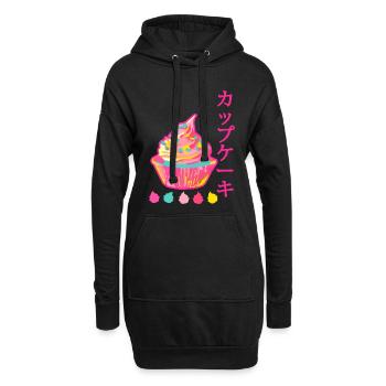 Kawaii Neon Rainbow Japan Cupcake - Hoodie-Kleid - Schwarz - Vorne