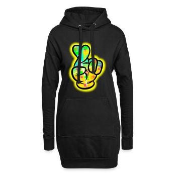 Graffiti Hand – Crossed Fingers Zeichen. - Hoodie-Kleid - Schwarz - Vorne