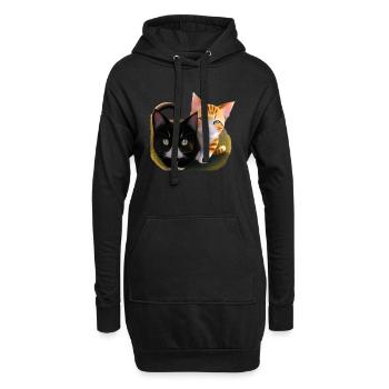 Deux chats mignons - Sweat-shirt à capuche long Femme - noir - Devant
