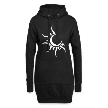 Weiße Sonne und Mond - Hoodie-Kleid - Schwarz - Vorne