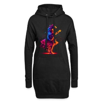 Guitariste Girl Synthwave - Sweat-shirt à capuche long Femme - noir - Devant