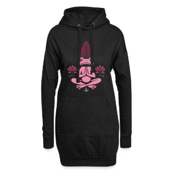 Yoga Frosch - Meditierender Frosch mit Lotus - Hoodie-Kleid - Schwarz - Vorne