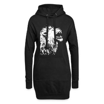Majestätischer Löwenkopf im schwarzen Weiß - Hoodie-Kleid - Schwarz - Vorne