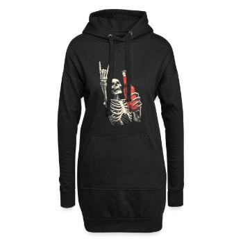 Skelett mit Flasche Party - Hoodie-Kleid - Schwarz - Vorne