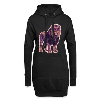 Cool lion with sunglasses - Hoodie Dress - black - Front