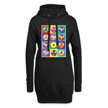 Collage Pop Art d’albums vinyles - Sweat-shirt à capuche long Femme - noir - Devant