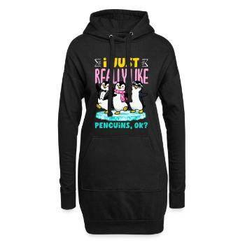 Pingouin mignon - Cadeau pour l’amoureux des manchots - Sweat-shirt à capuche long Femme - noir - Devant