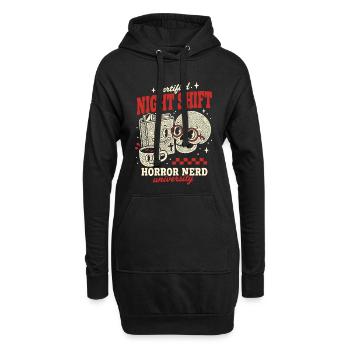 Nerd certifié de nuit en horreur - Sweat-shirt à capuche long Femme - noir - Devant