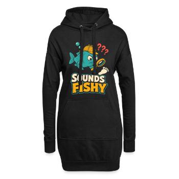 Sounds Fishy Detective Fish - Hoodie Dress - black - Front