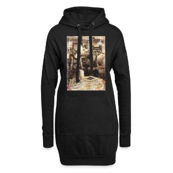 cats/Katzen - Hoodie-Kleid - Schwarz - Vorne