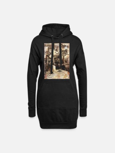 cats/Katzen - Hoodie-Kleid - Schwarz