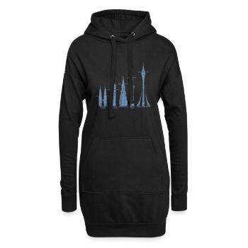 Höchste Wolkenkratzer Wolken Gebäude Mega Türme - Hoodie-Kleid - Schwarz - Vorne