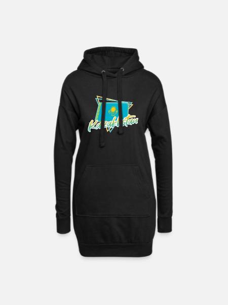 Kasachstan - Hoodie-Kleid - Schwarz