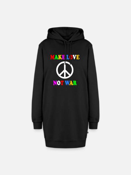Make love not war - Hoodie-Kleid - Schwarz