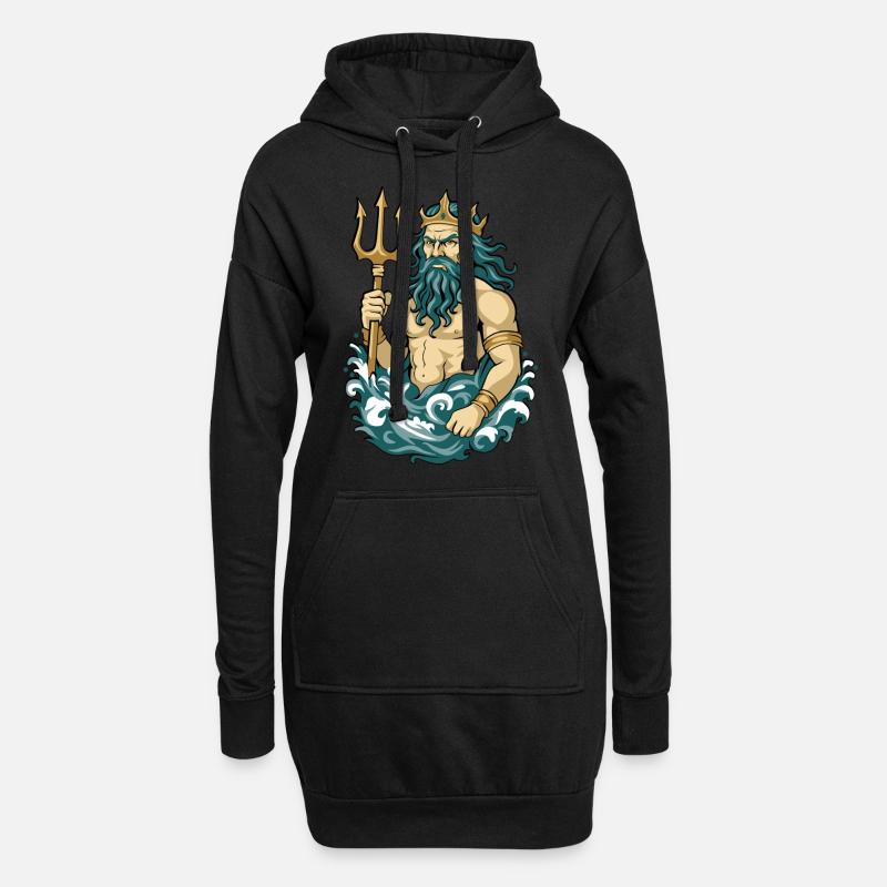 Poseidon - Hoodie-Kleid - Schwarz